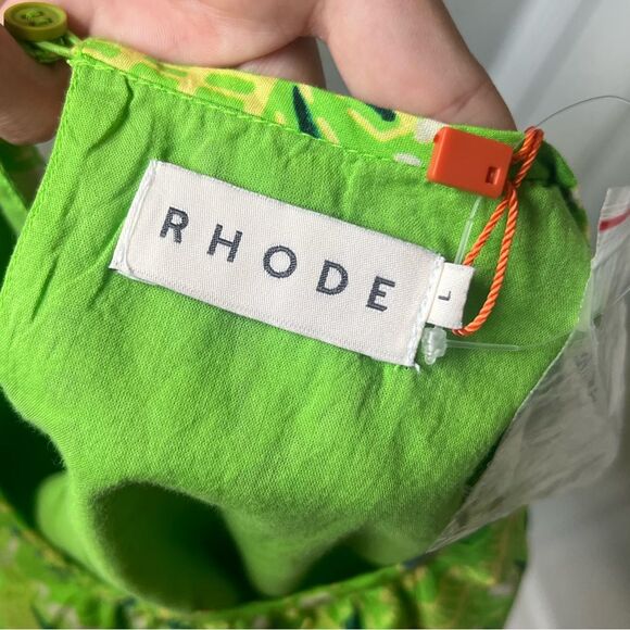 NWT RHODE Azure Top & Willow Skirt in Lime Diamond Stitch Puff Sleeve Paisley - Picture 8 of 10